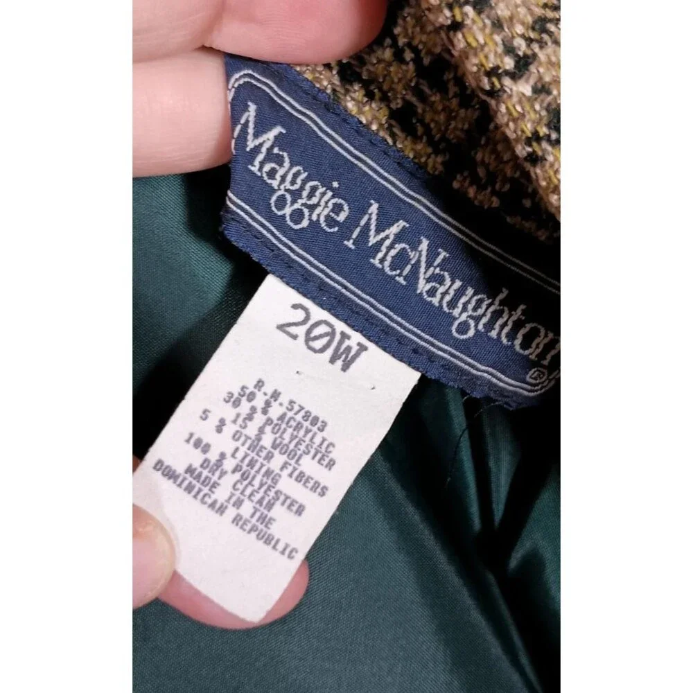 Vintage Maggie McNaughton Plaid Tweed Skirt Blazer Suit Womens Plus Size 20W